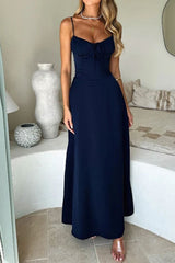 Elegant Tied Waist A Line Solid Color Prom Dress