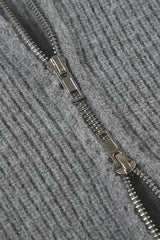 Minimalist Solid Color Double Zipper Stand Collar Sweater