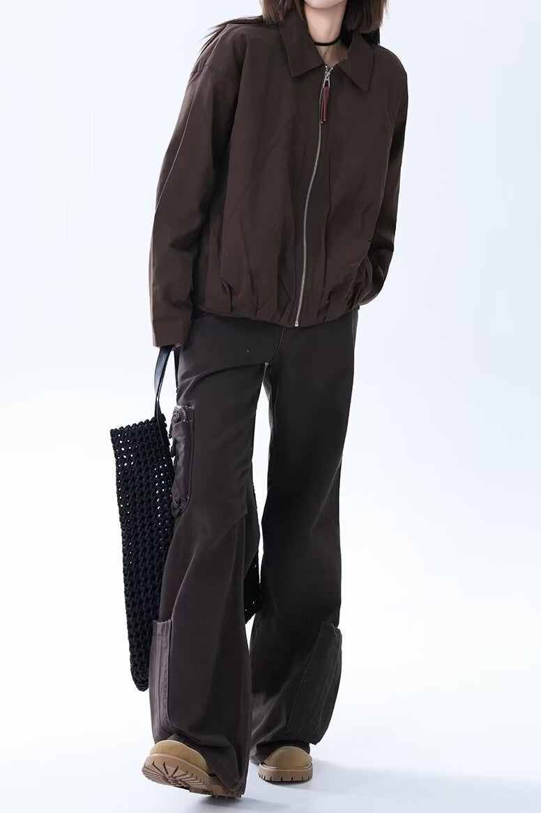 Brown Faux Leather Relaxed Jacket