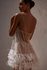 Backless Layered Fringe Sequin Party Dress