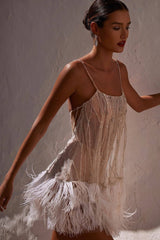 Backless Layered Fringe Sequin Party Dress