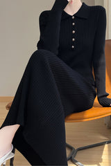 Elegant Collared Maxi Sweater Dress