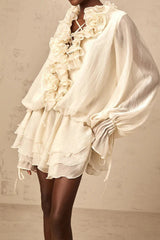 Loose Fit Folded Ruffle Boho Dress