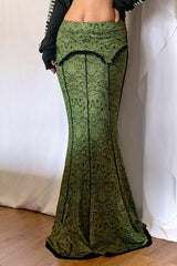 Lace Color Block Low Rise Mermaid Maxi Skirt