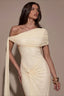 One Shoulder Cape Ruched Formal Dress