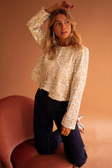 Sequin Cropped Open Front Jacket