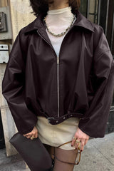 Brown Retro Biker Leather Jacket