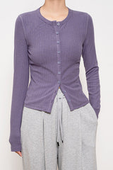 Lightweight Ribbed Cardigan Purple / S