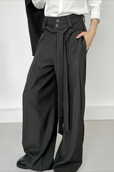 Ruched Ribbon Minimalist Chic Pants