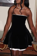 Velvet Bustier A-line Cocktail Dress