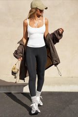 Chic Halter Ribbed Layering Tank Top