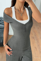 Colorblock Sporty Tank Top Straight Leg Pants Set