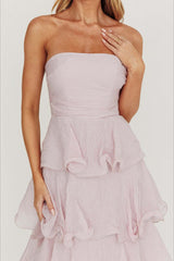 Sexy Slim Fit Strapless Backless Ruffled Prom Dress