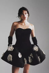 Floral Applique Ball Gown Dress