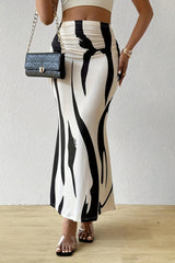 Zebra Print High Waist Bodycon Mermaid Maxi Skirt