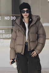 Cropped Hooded Insulated Puffer Jacket