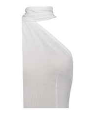 Olena White Burnout Velvet Animal Trendy Print Mesh Halter Neck Maxi Dress Dresses