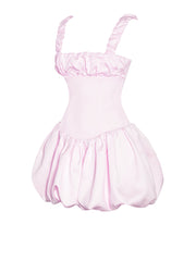 Aubrey Pink Satin Charming Bubble Hem Mini Dress Dresses