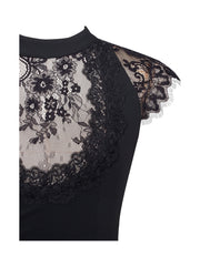 Quinella Black Lace Charming Crepe Backless Mini Dress Dresses