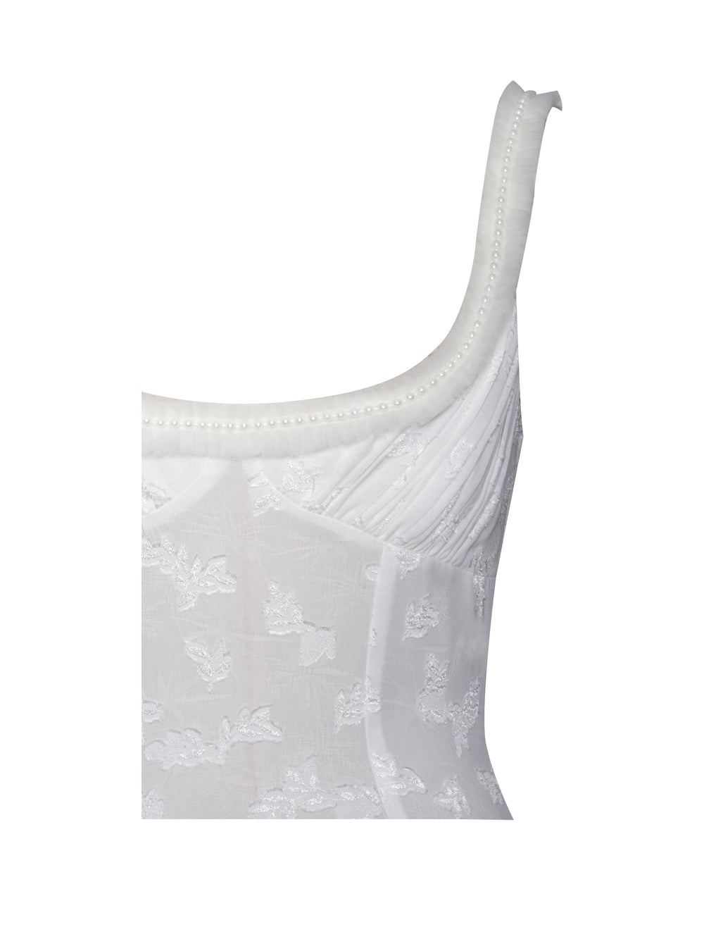 Ulissa White Square Neck Jacquard Trendy Textured High Slit Maxi Dress Dresses