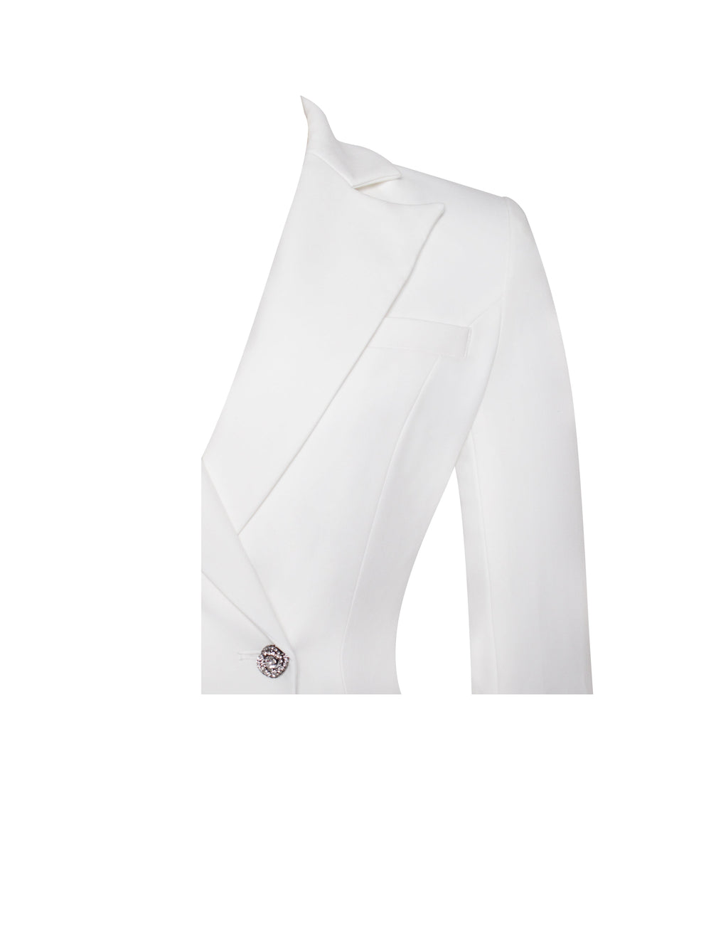 Quilla White Feather Crystal Graceful Sleeve Backless Blazer Dress Dresses