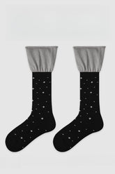 Two Tone Slouchy Letter Printed Socks