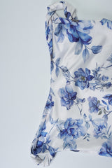 One Shoulder Twist Front Slim Long Floral Dress