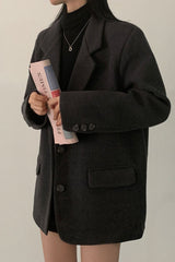 Wool Blend Oversized Longline Blazer Black / One Size