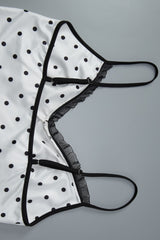 Silk Polka Dot Halter Top High Slit Pencil Skirt Set