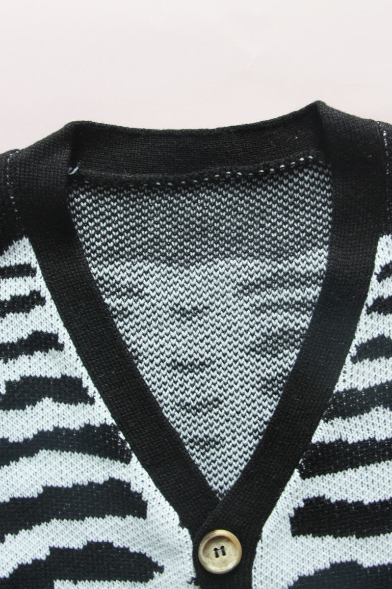 Skull Print Knit Cardigan