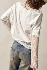 Bohemian Asymmetrical Lace Long Sleeve Tee