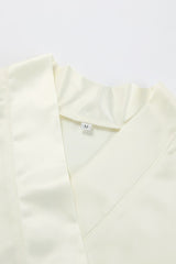 White Satin Long Sleeve Tie Blouse