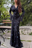 Elegant V Neck Flare Sleeve Maxi Floral Dress