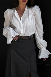 Jacquard Puff Sleeve Blouse