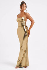 Shiny Bodycon Evening Gown Maxi Dress