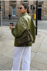 Vintage Green Faux Leather Jacket