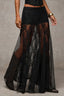 Lace Print Sheer Low Waist Maxi Boho Skirt