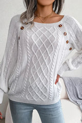 Button Detail Casual Pullover Sweater