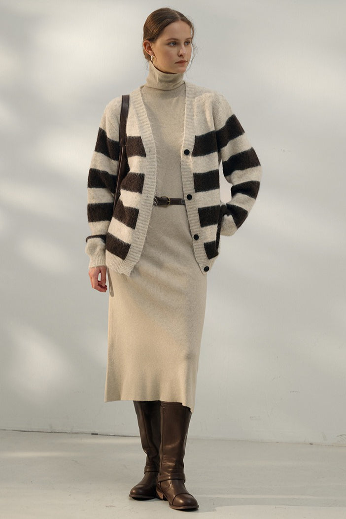 Relaxed Stripe Knit Cardigan