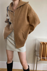 Double Zipper Shawl Collar Sweater