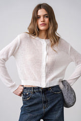 Relaxed Fit Knit Cardigan S / White