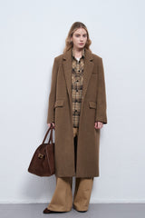 Cashmere Wool Herringbone Thick Overcoat