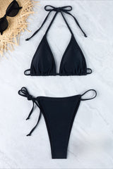 Halter Drawstring Tie Side Sexy Bikini Set