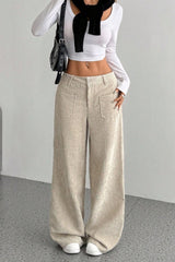 Pockets Wide Leg Knit Pants