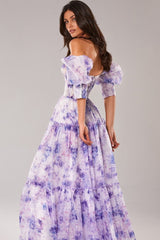 Off Shoulder Flowy Elegant Long Prom Dress