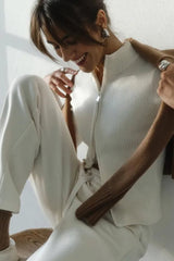 Casual Zip Front Knit Cardigan