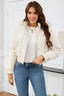 Short High Waist Faux Fur Hood Puffer Jacket S / White