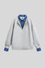 Layered Polo Collar Half Zip Oversized Sweatshirt