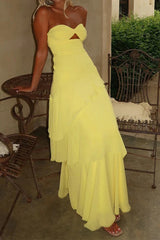 Chic Strapless Layered Elegant Prom Dress