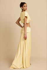 Ruched Panel Strapless Top High Waist Skirt Set